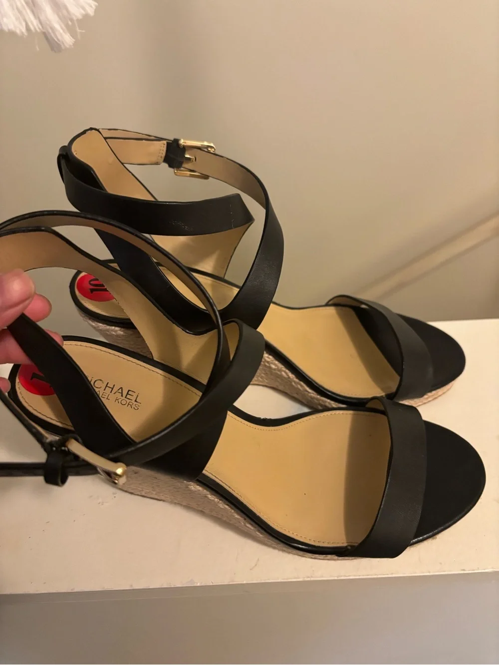 Michael Kors Black Leather Strappy Ankle-Sandal